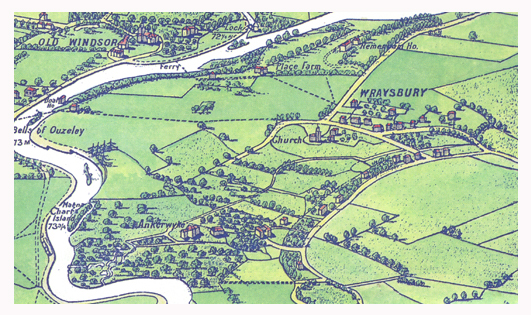 Smith's manor house was located within the bend in the river in the lower left corner of this 19th century map.  The house depicted here is the Victorian built much later by his descendant.