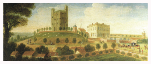 Hedingham Castle in the 18th century.