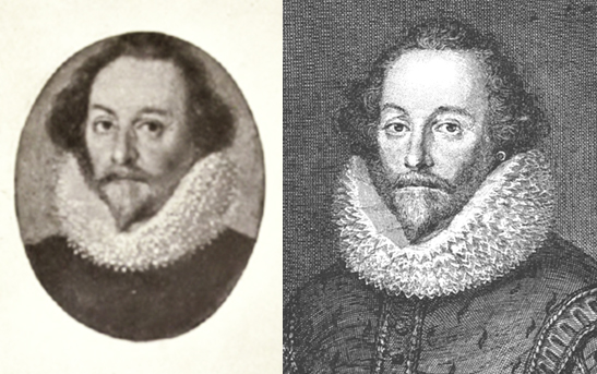 Harley miniature c.1714 compared with Vertue's Shakespeare with ruff, 1721.