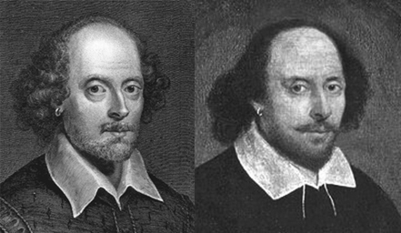 Comparison of Vertue engraving to Chandos portrait. Beards on both lightly retouched to show the jawlines.