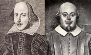 L- The Droeshout, frontispiece to the First Folio R - The Bust in Trinity Church memorial